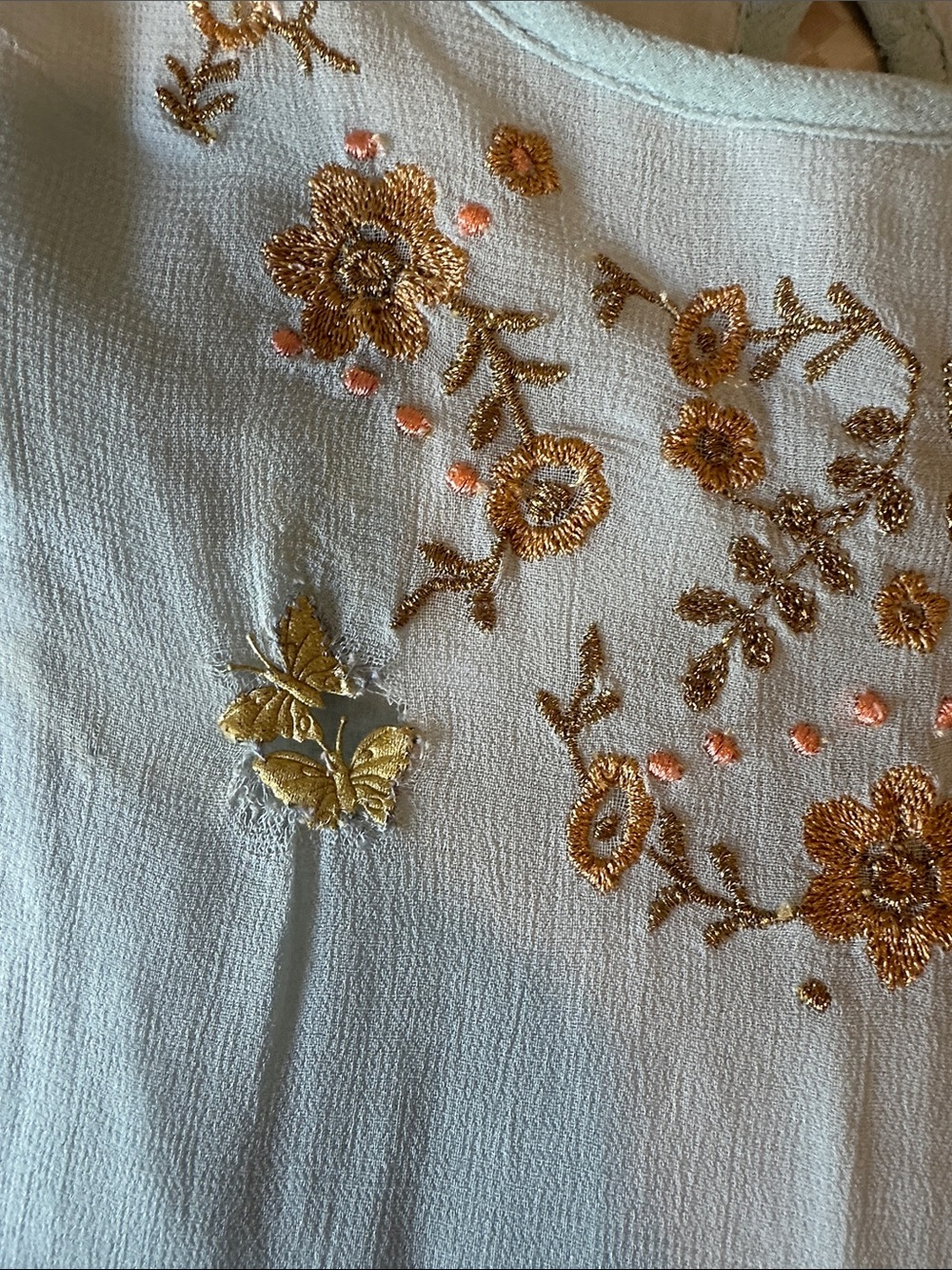 Stella McCartney Kids Light Blue Tulle Dress with Gold Embroidery - Picture 3 of 5